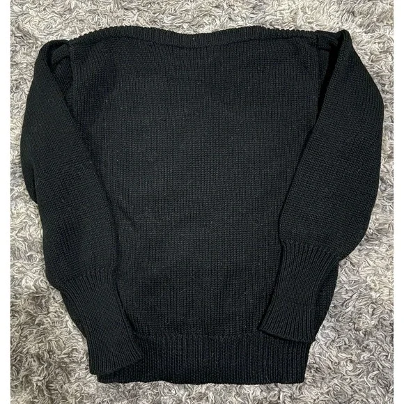 Vtg Cinzano Sweater Black White Stripes Abstract Sz 2 Acrylic Lambswool Angora - Picture 4 of 4